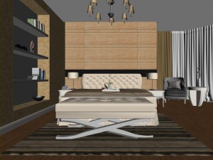 stylish european bedroom 1873 3D Model