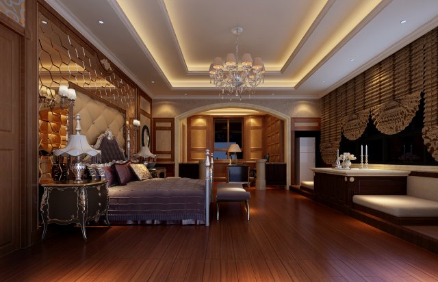 stylish european bedroom 1874 3D Model .c4d .max .obj .3ds .fbx .stl .blend 