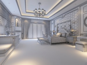 stylish european bedroom 1874 3D Model