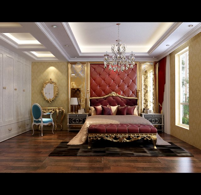 stylish european bedroom 1875 3D Модель .c4d .max .obj .3ds .fbx .stl .blend 