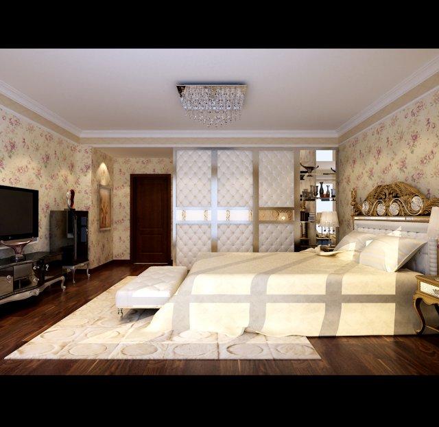 stylish european bedroom 1876 Modelo 3D .c4d .max .obj .3ds .fbx .stl .blend 
