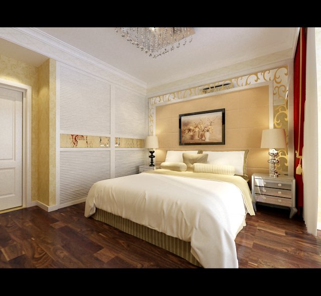 stylish european bedroom 1877 3D Model .c4d .max .obj .3ds .fbx .stl .blend 