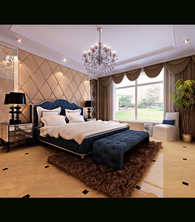 stylish european bedroom 1878 Model 3D .c4d .max .obj .3ds .fbx .stl .blend 