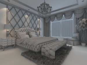 stylish european bedroom 1878 Model 3D