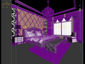 stylish european bedroom 1878 Model 3D