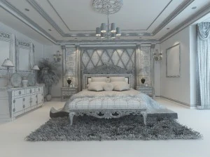 stylish european bedroom 1879 3D Model