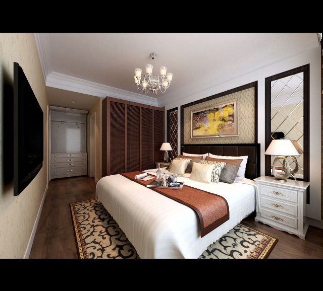 stylish european bedroom 1881 3D Model .c4d .max .obj .3ds .fbx .stl .blend 