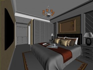 stylish european bedroom 1881 3D Model