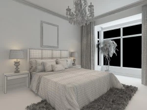 stylish european bedroom 1883 3D Model