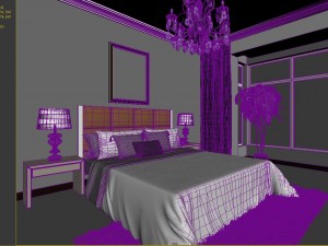 stylish european bedroom 1883 3D Model