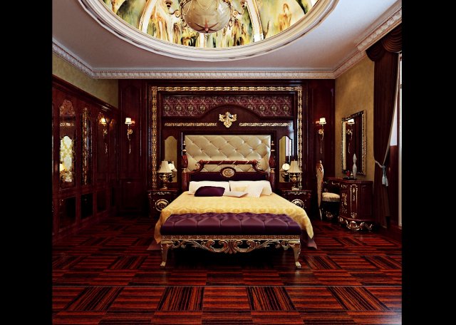 stylish european bedroom 1886 3D मॉडल .c4d .max .obj .3ds .fbx .stl .blend 