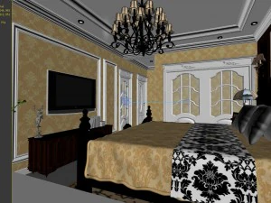 stylish european bedroom 1887 3D Model