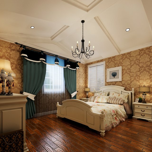 stylish european bedroom 1890 3D Model .c4d .max .obj .3ds .fbx .stl .blend 
