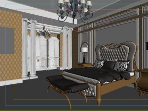 stylish european bedroom 1891 3D Model
