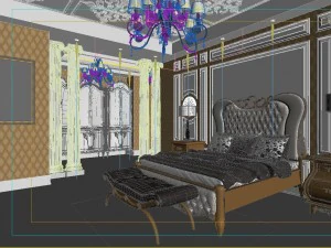 stylish european bedroom 1891 3D Model