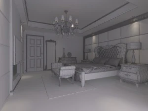 stylish european bedroom 1892 3D Model