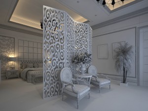 stylish european bedroom 1893 3D Model