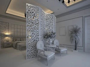 stylish european bedroom 1893 3D Model
