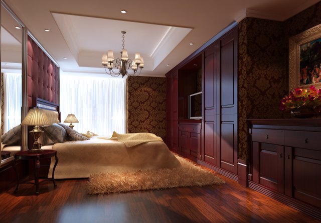 stylish european bedroom 1895 3D मॉडल .c4d .max .obj .3ds .fbx .stl .blend 