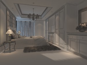 stylish european bedroom 1895 3D मॉडल