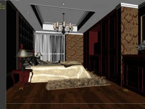 stylish european bedroom 1895 3D Model