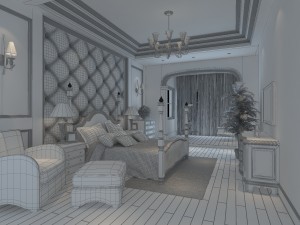 stylish european bedroom 1896 3D Модель