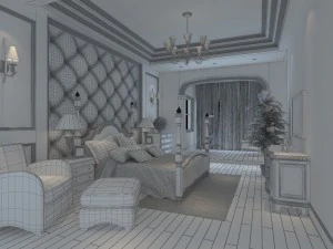 stylish european bedroom 1896 3D Model