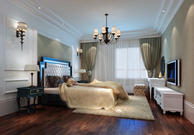 stylish european bedroom 1898 Modello 3D .c4d .max .obj .3ds .fbx .stl .blend 