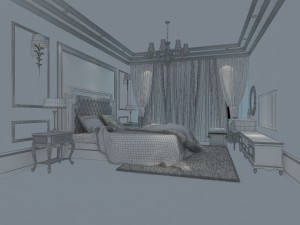 stylish european bedroom 1898 Modello 3D