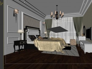 stylish european bedroom 1898 Modello 3D