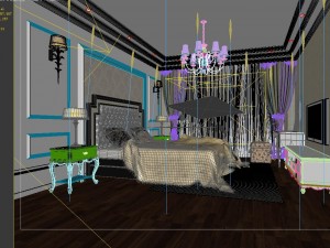 stylish european bedroom 1898 Modello 3D