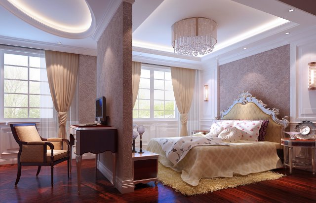 stylish european bedroom 18100 3D Модель .c4d .max .obj .3ds .fbx .stl .blend 