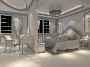 stylish european bedroom 18100 3D Model