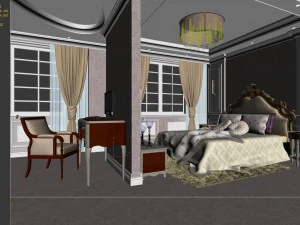 stylish european bedroom 18100 3D Model