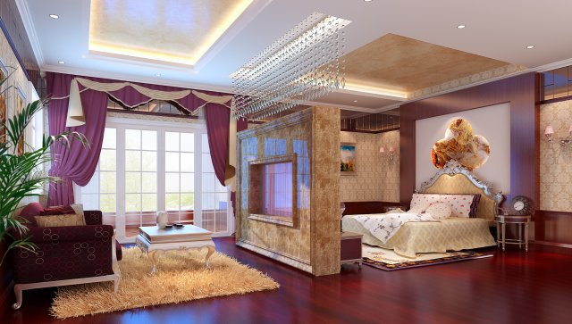 stylish european bedroom 18101 3Dモデル .c4d .max .obj .3ds .fbx .stl .blend 