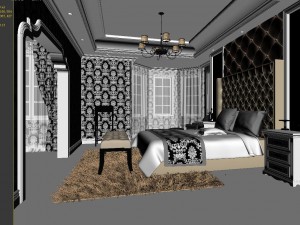 stylish european bedroom 18102 3D 模型