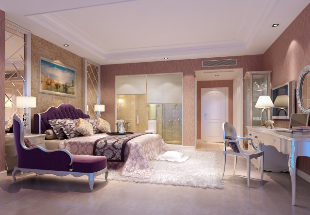 fashionable european bedroom 18103 3D Модель .c4d .max .obj .3ds .fbx .stl .blend 