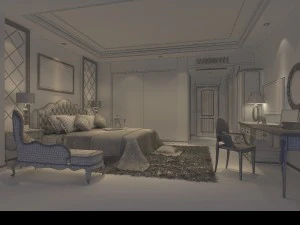 fashionable european bedroom 18103 3D Model