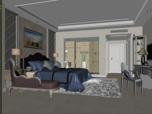 fashionable european bedroom 18103 3D Model