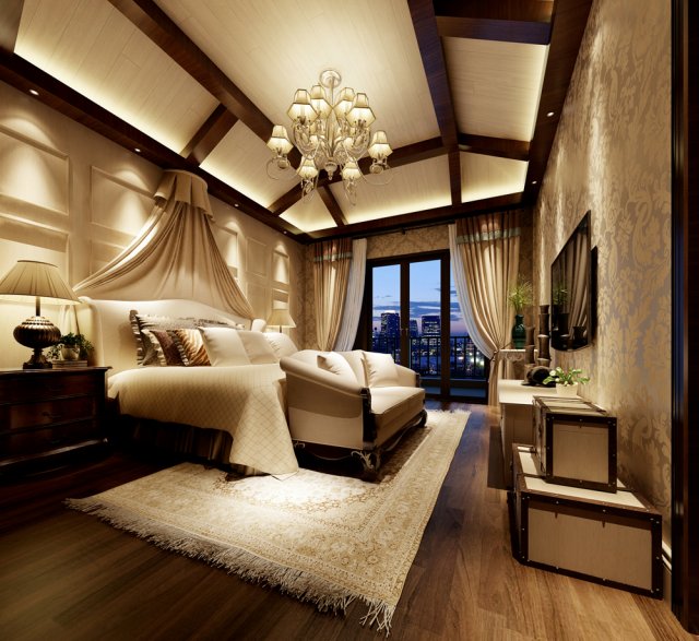 stylish and welcoming bedroom 1804 3D Модель .c4d .max .obj .3ds .fbx .stl .blend