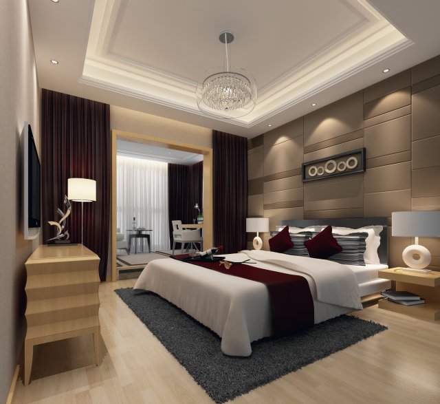 stylish and welcoming bedroom 1806 3D मॉडल .c4d .max .obj .3ds .fbx .stl .blend 