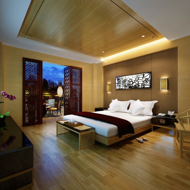 stylish and welcoming bedroom 1807 Modèle 3D .c4d .max .obj .3ds .fbx .stl .blend 