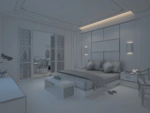 stylish and welcoming bedroom 1807 3D Model