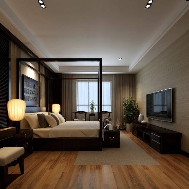stylish and welcoming bedroom 1808 3D Model .c4d .max .obj .3ds .fbx .stl .blend