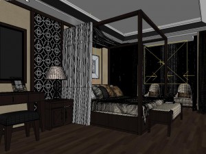 stylish and welcoming bedroom 1808 3D Model