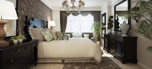 stylish and welcoming bedroom 1809 Modelo 3D .c4d .max .obj .3ds .fbx .stl .blend 