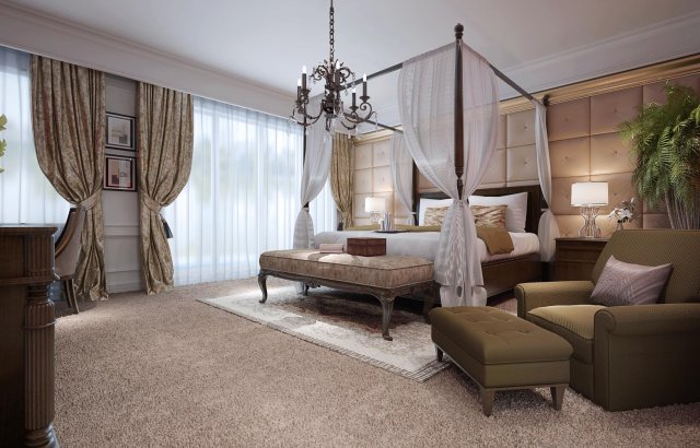 stylish and warm bedroom 1810 3D 모델 .c4d .max .obj .3ds .fbx .stl .blend 