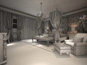 stylish and warm bedroom 1810 3D Model