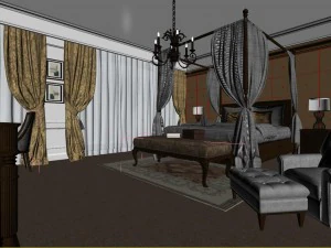 stylish and warm bedroom 1810 3D Model