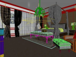 stylish and warm bedroom 1810 3D Model